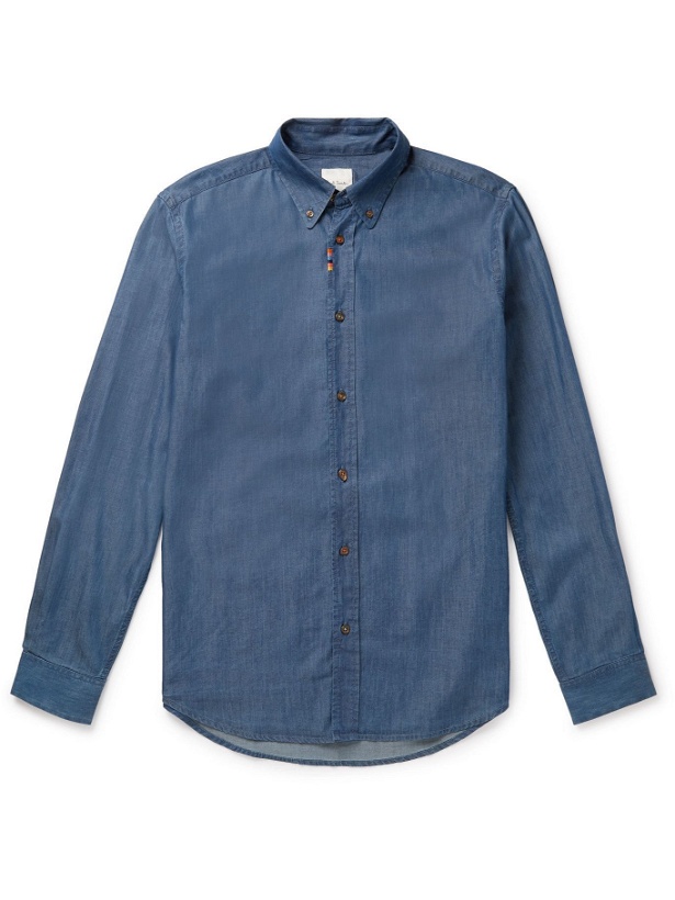 Photo: PAUL SMITH - Button-Down Collar Cotton and TENCEL-Blend Chambray Shirt - Blue