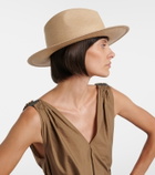 Brunello Cucinelli Monili leather-trimmed straw fedora hat