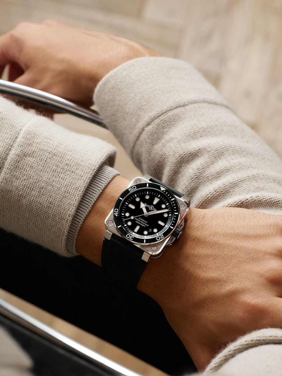 Bell & Ross - BR-03 Diver Automatic Stainless Steel Watch, Ref. BR03A-D-BL-ST/SRB