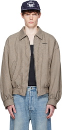 We11done Beige Checkered Bomber Jacket