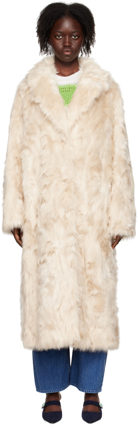 Off white faux fur coat best sale