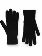Moncler - Logo-Appliquéd Ribbed Virgin Wool Gloves - Black