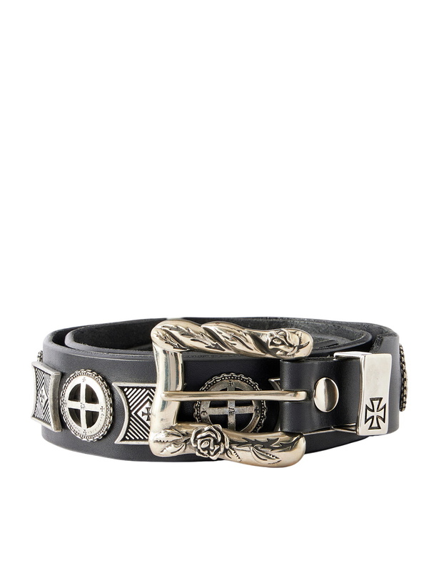 Photo: Enfants Riches Déprimés - Effigy 4cm Embellished Leather Blet - Black