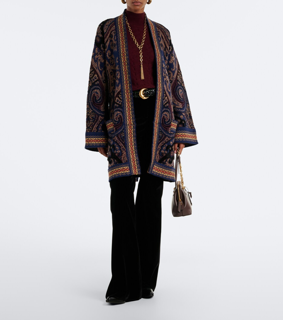 Etro Jacquard wool-blend wrap cardigan