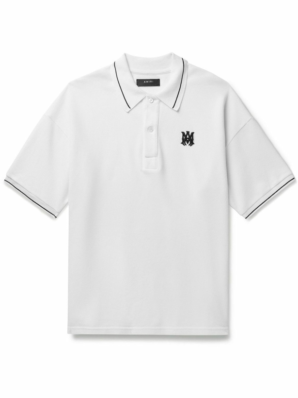 Photo: AMIRI - Logo-Embroidered Cotton-Piqué Polo Shirt - White