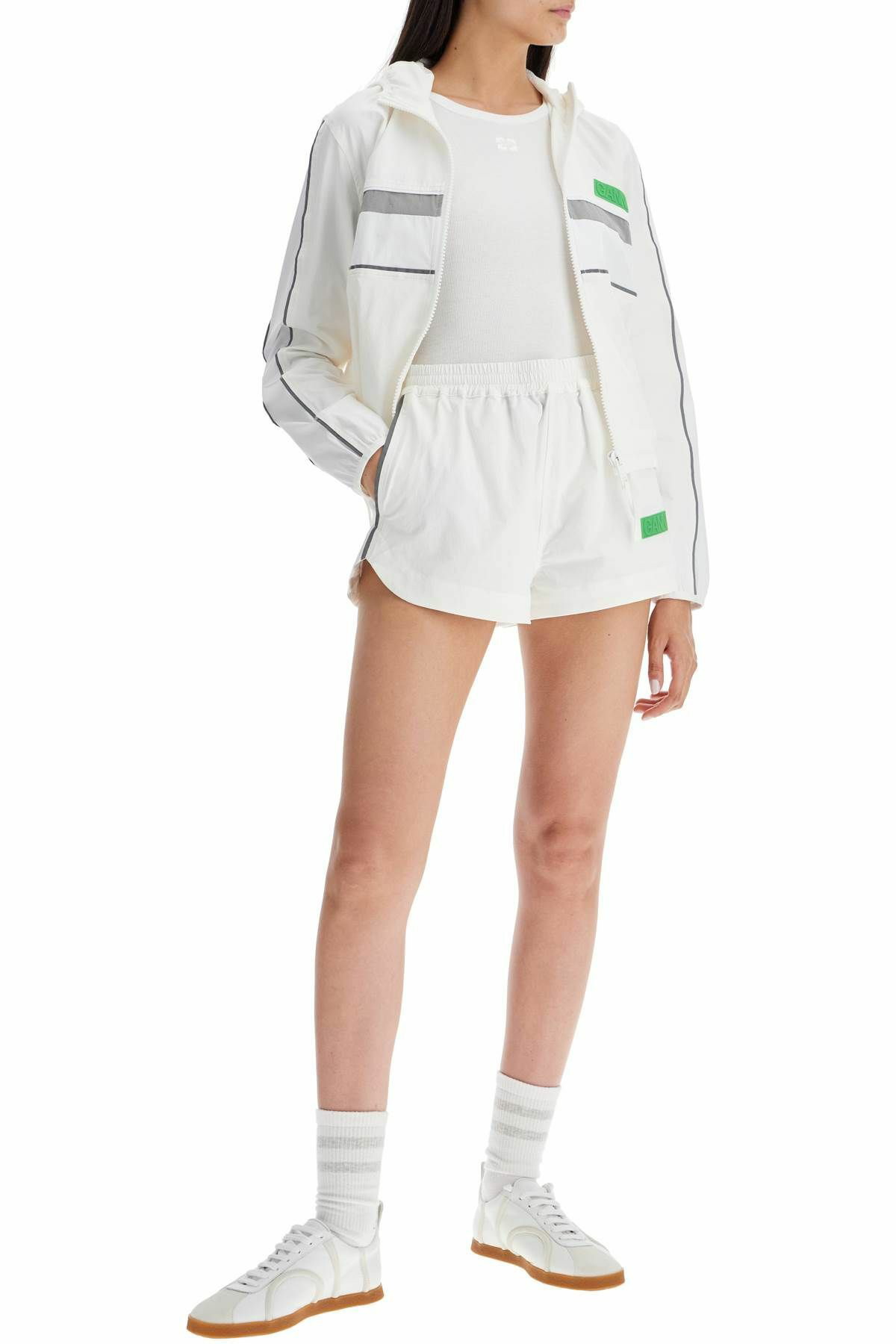 GANNI nylon stretch shorts for active White GANNI