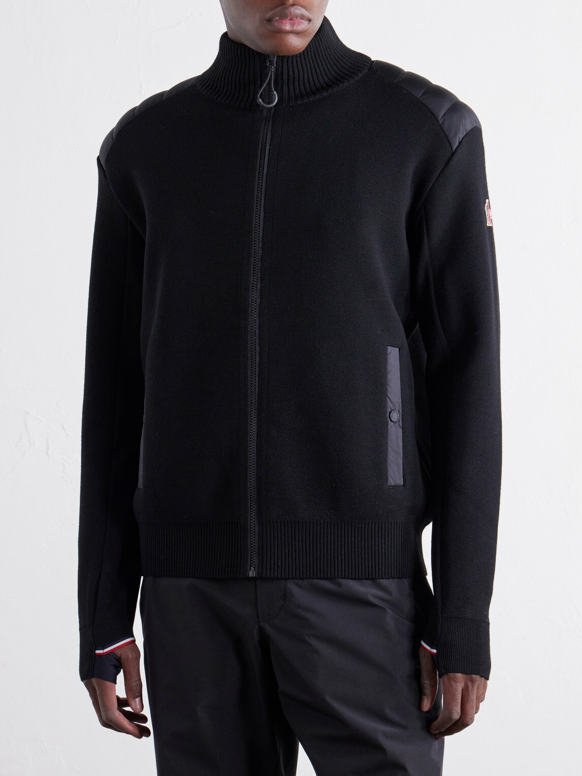 Moncler Grenoble - Padded Shell-Trimmed Wool-Blend Down Ski Mid-Layer - Black