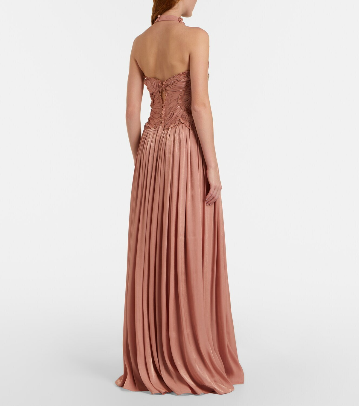 Costarellos Embellished ruched georgette gown