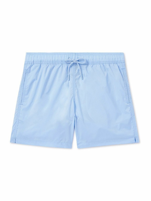 Photo: Frescobol Carioca - Salvador Straight-Leg Mid-Length Swim Shorts - Blue