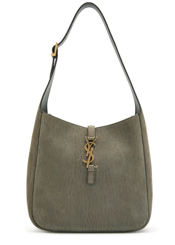 Photo: Saint Laurent Le 5 á 7 Small Grained Nubuck Hobo bag - Grey - One Size
