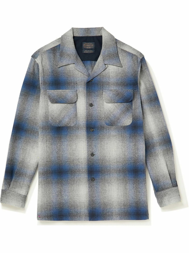 Photo: Pendleton - The Original Board Camp-Collar Checked Virgin Wool Shirt - Blue