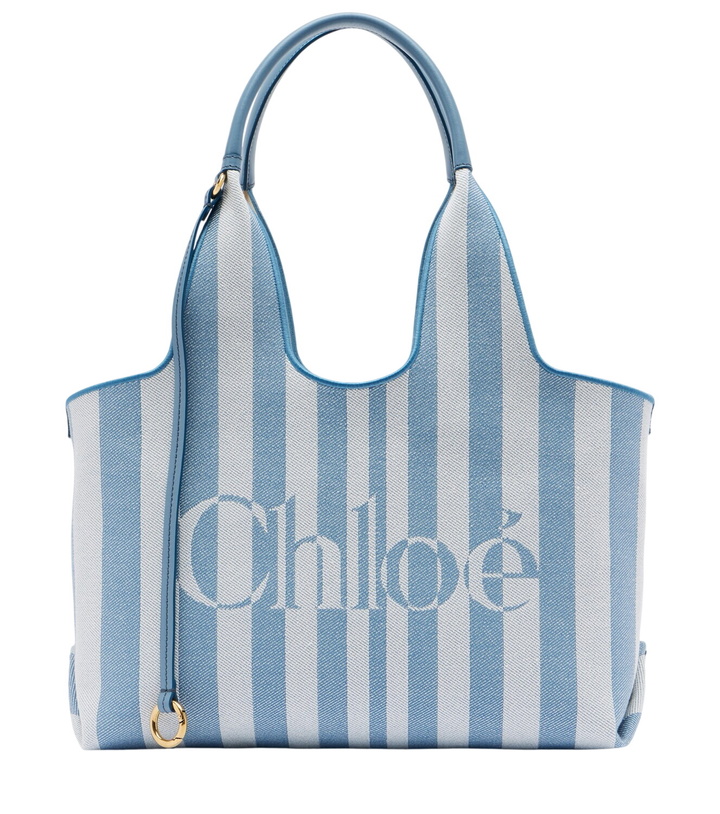 Photo: Chloé Chloé Stripy logo canvas tote bag
