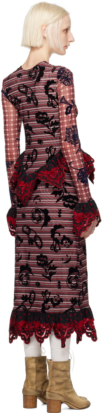 Chopova Lowena Red Sharon Hatch Midi Dress