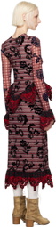 Chopova Lowena Red Sharon Hatch Midi Dress