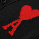 AMI Men's A Heart Cardigan in Black/Red