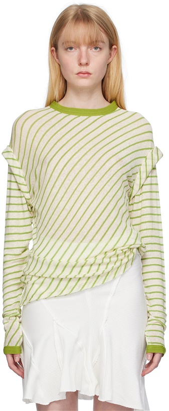 Photo: Talia Byre Green & White Striped Long Sleeve T-Shirt