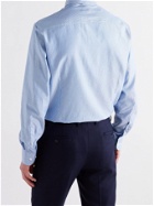 GIORGIO ARMANI - Slim-Fit Striped Cotton-Jacquard Shirt - Blue