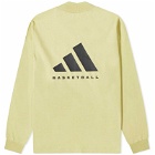 Adidas Basketball Long Sleeve Back Logo T-Shirt in Halo Gold