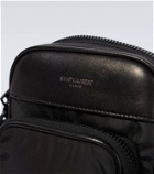 Saint Laurent Logo leather-trimmed phone pouch