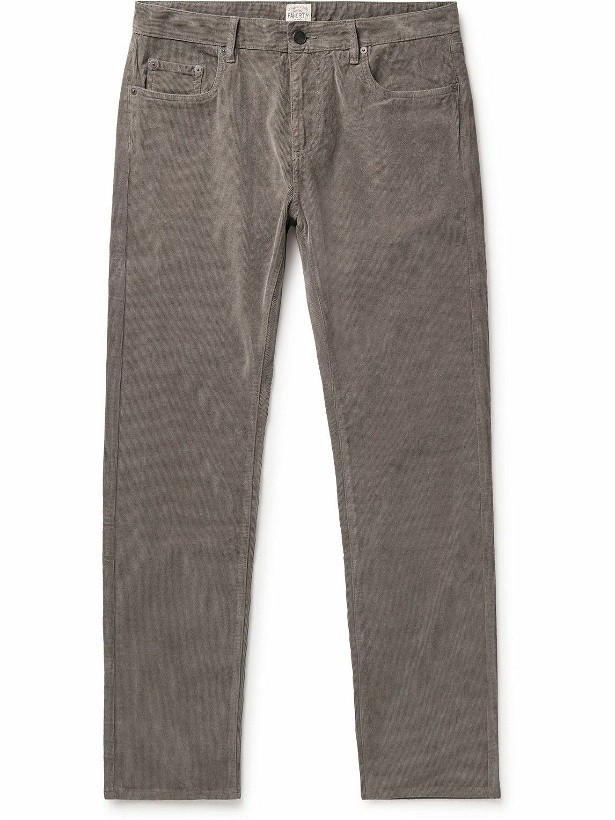 Photo: Faherty - Slim-Fit Straight-Leg Organic Cotton-Blend Curduroy Trousers - Gray