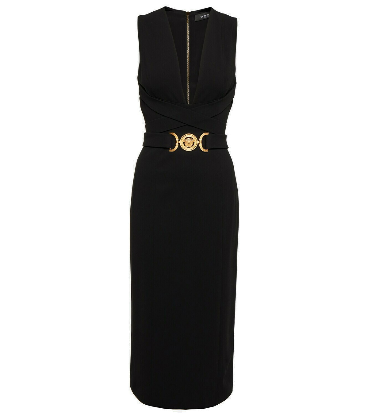 Versace - Medusa Biggie deep V-neck midi dress Versace