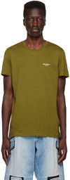 Balmain Khaki Flocked T-Shirt