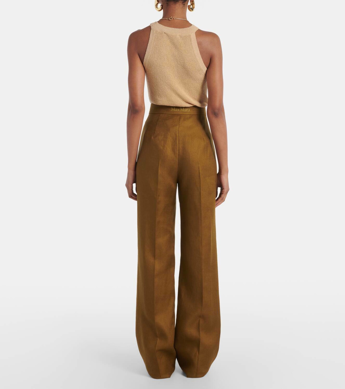 ★VIP★Max Mara★Aversa パンツ Max Mara Aversa logo high-rise wide-leg pants Max Mara