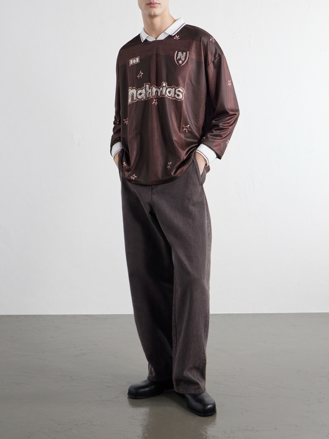 NAHMIAS - Scribble Printed Jersey T-Shirt - Brown