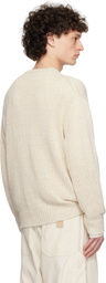 YLÈVE Off-White European Linen Silk Basque Knit Sweater