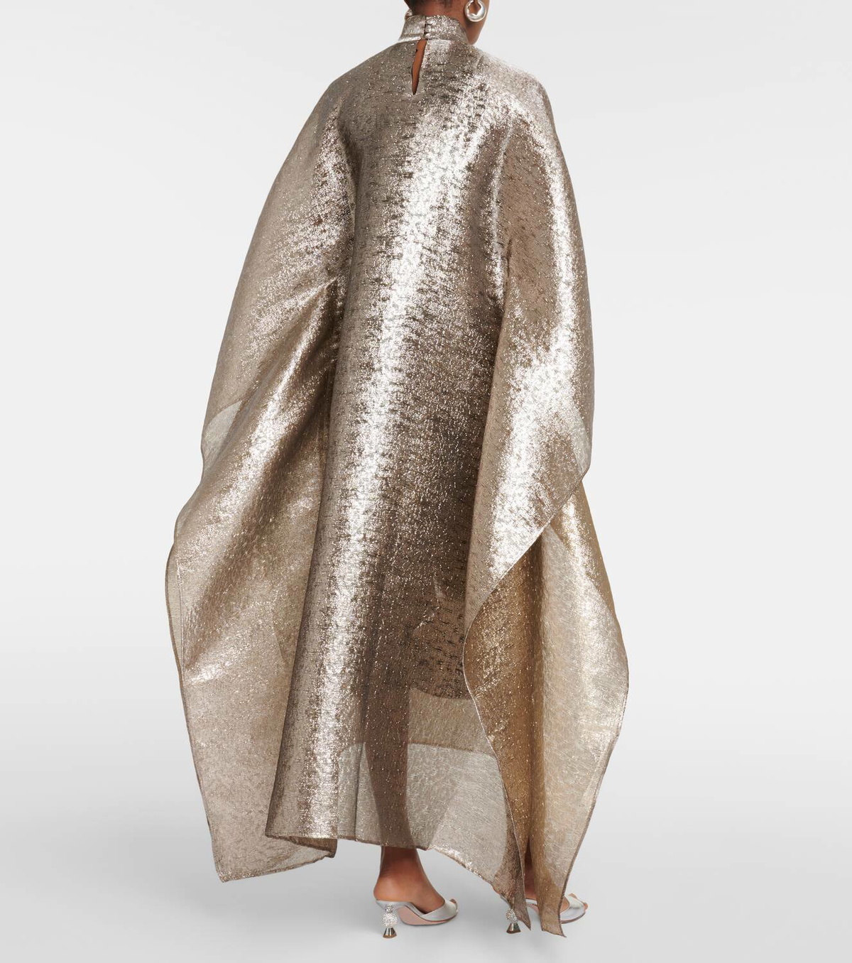 Taller Marmo Mirage belted sheer wool-blend kaftan