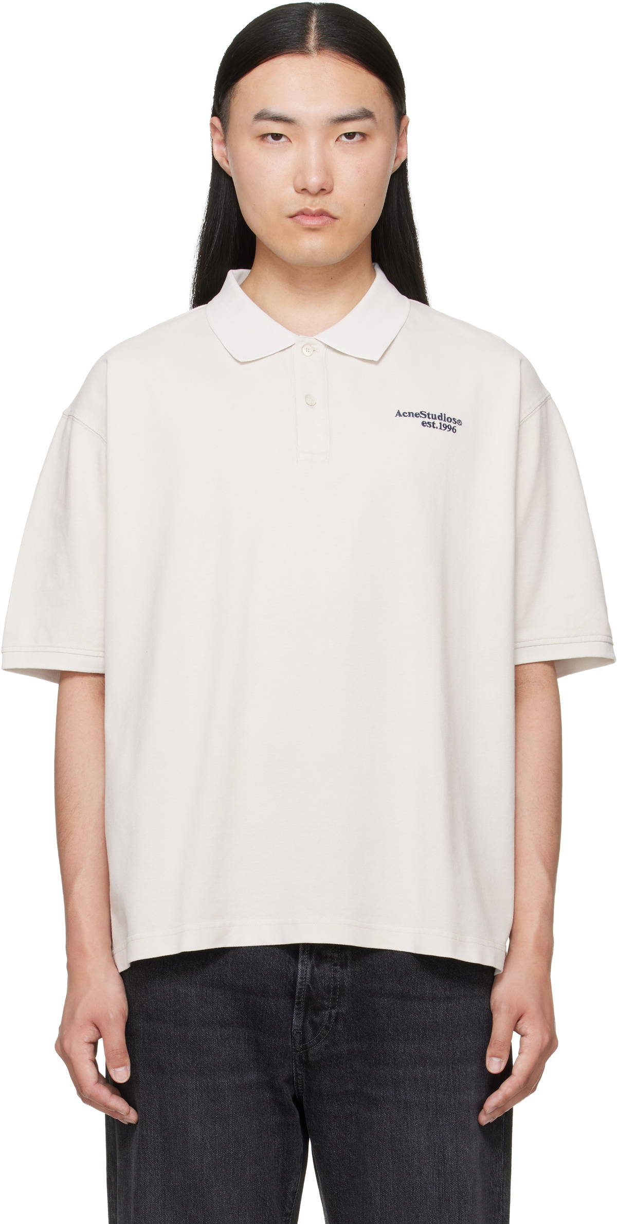 Acne Studios Off-White Washed Logo Polo