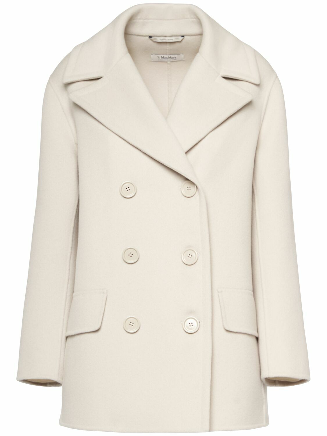 Beige Double Breasted Wool Coat 4016