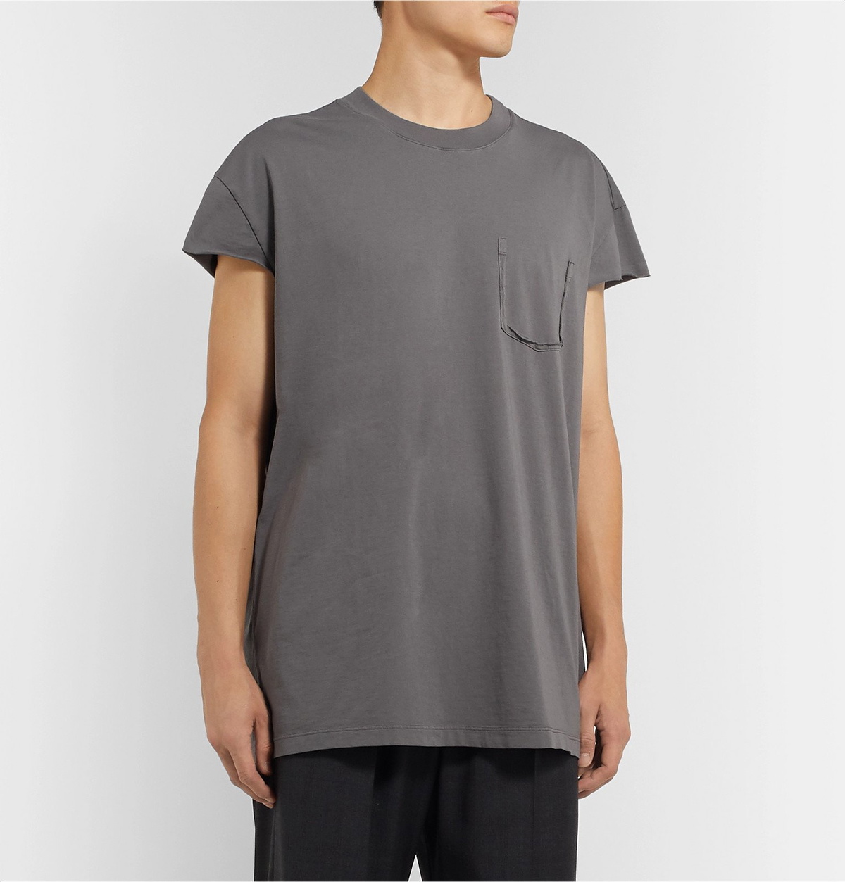 Maison Margiela - Distressed Cotton-Jersey T-Shirt - Gray Maison