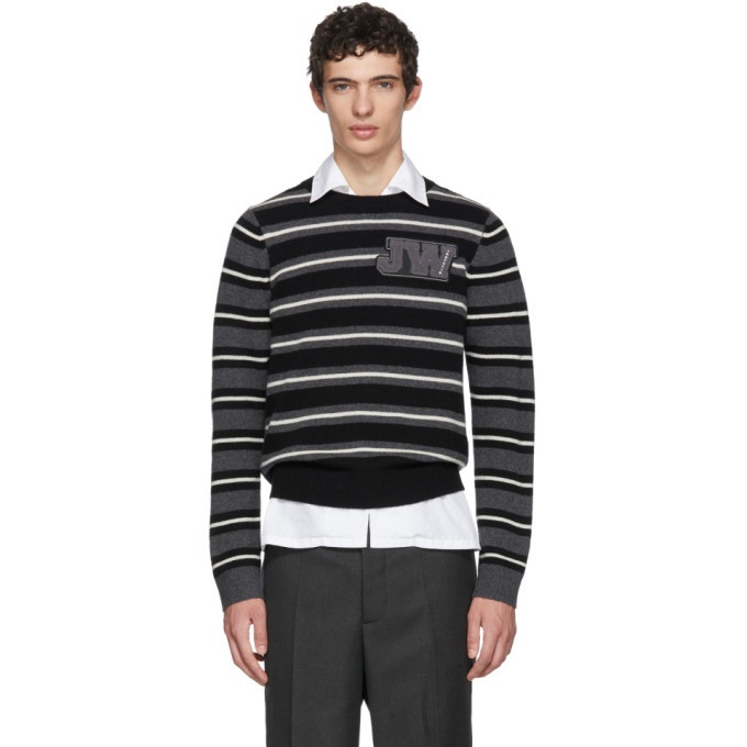 Photo: JW Anderson Black and White Striped Logo Sweater