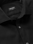 Zegna - Cotton and Cashmere-Blend Twill Shirt - Black