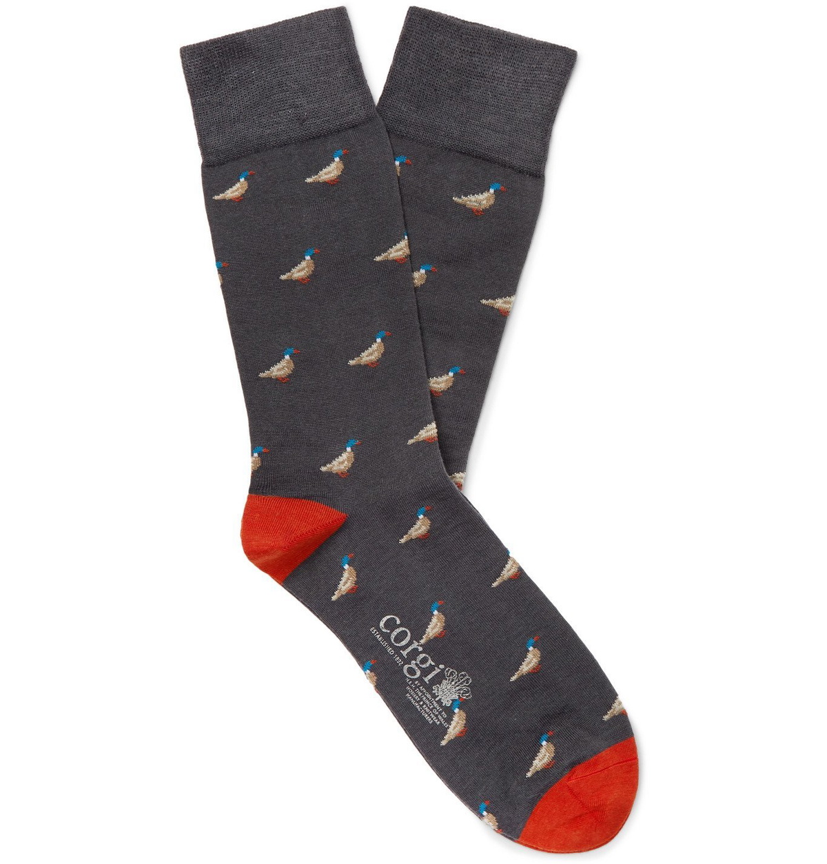 Corgi - Intarsia Wool-Blend Socks - Gray