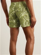 Etro - Slim-Fit Mid-Length Logo-Appliquéd Printed Swim Shorts - Green