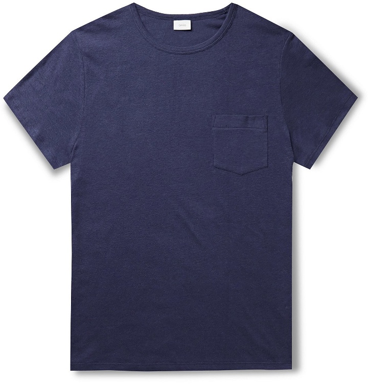 Photo: Onia - Chad Linen-Blend Jersey T-Shirt - Blue