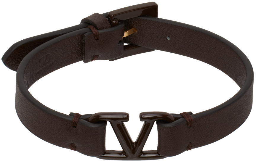 Rockstud Leather Bracelet With Ruthenium Studs for Man in Marine