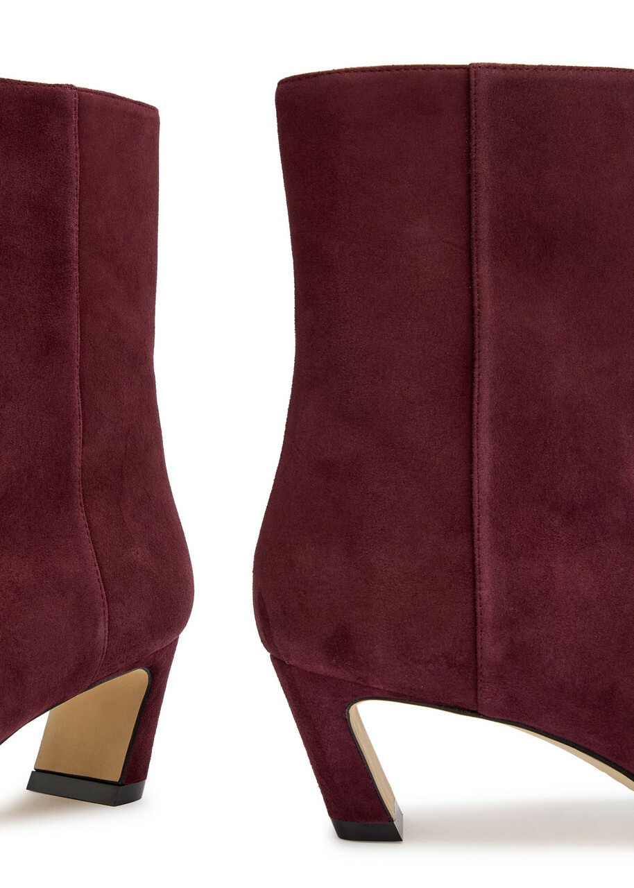 Stuart Weitzman Stassi 50 Suede Ankle Boots Burgundy