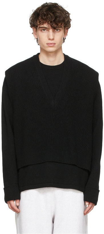 Photo: Wooyoungmi Black Double Layer Knit Sweater