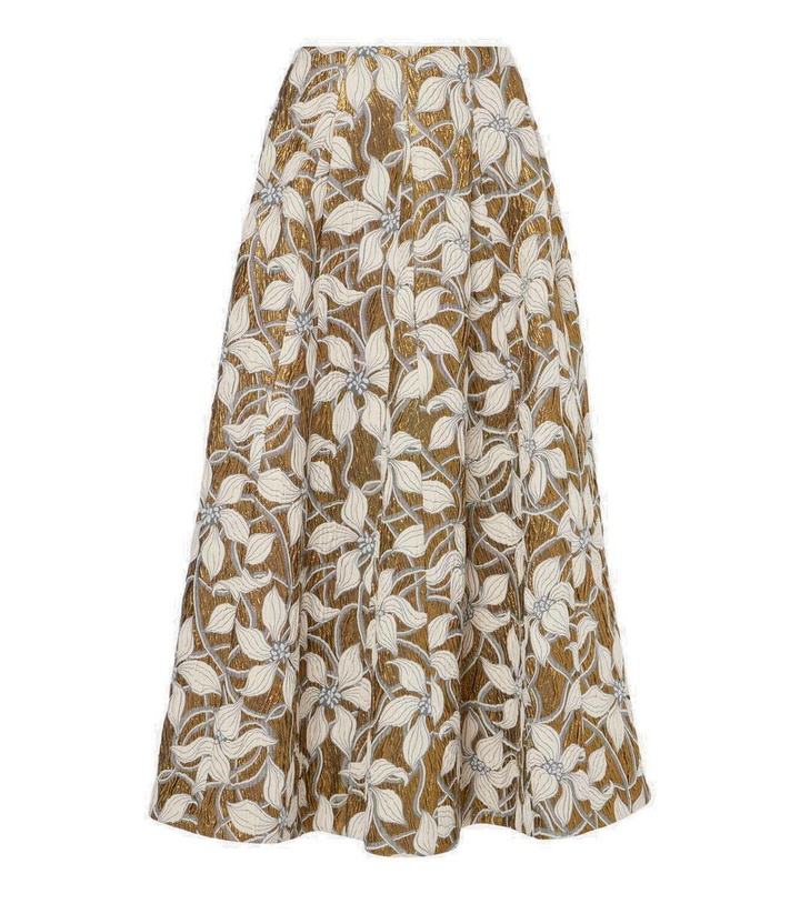 Photo: Markarian Marjorie floral brocade midi skirt