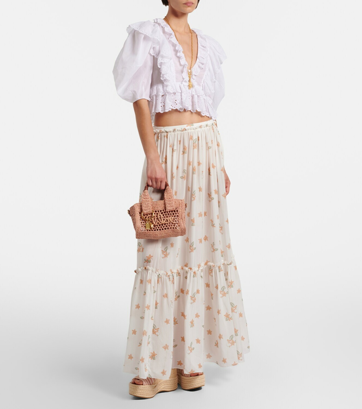 Chloé Floral silk maxi skirt