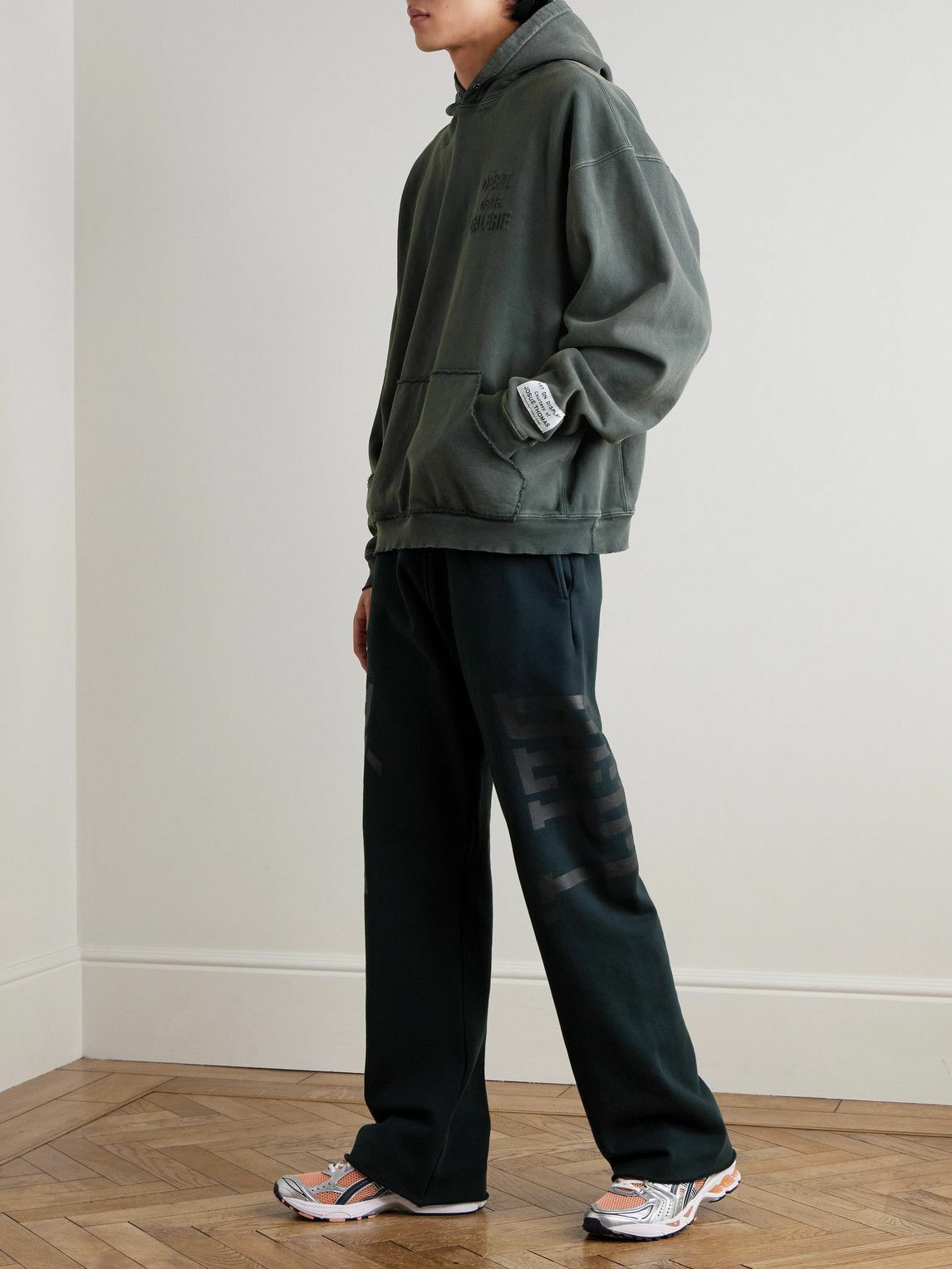 Gallery Dept. - Post Workout Logo-Print Wide-Leg Cotton-Jersey Sweatpants - Black