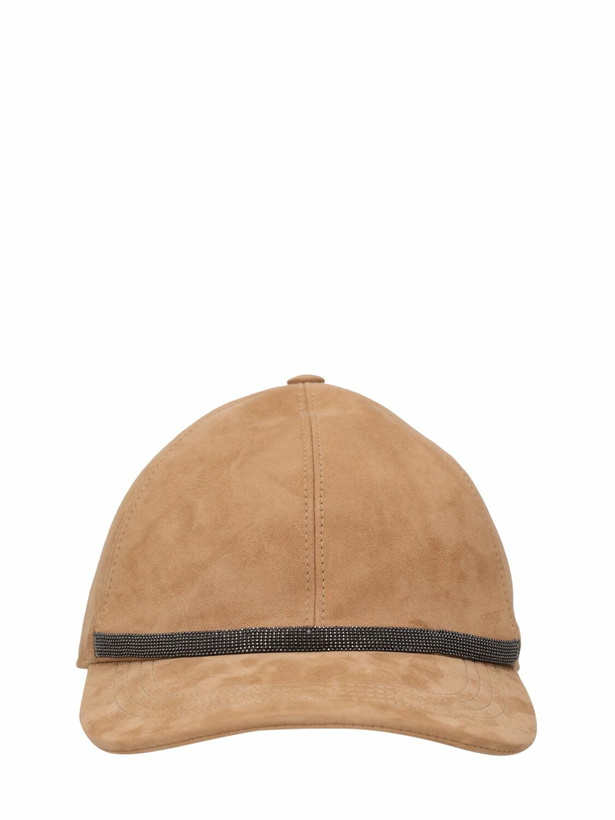 Photo: BRUNELLO CUCINELLI - Embellished Suede Baseball Cap