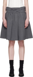 SHUSHU/TONG Gray Draped Waist Wide-Pleat Midi Skirt