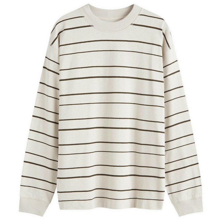 Photo: MHL by Margaret Howell Men's Matelot Stripe Crew Sweatshirt in Chalk/Assam