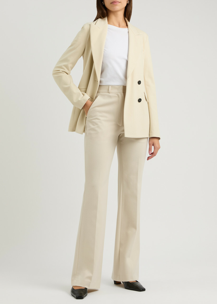 Harris Wharf London Flared-leg Flannel Trousers Ivory