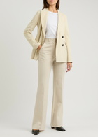 Harris Wharf London Flared-leg Flannel Trousers Ivory