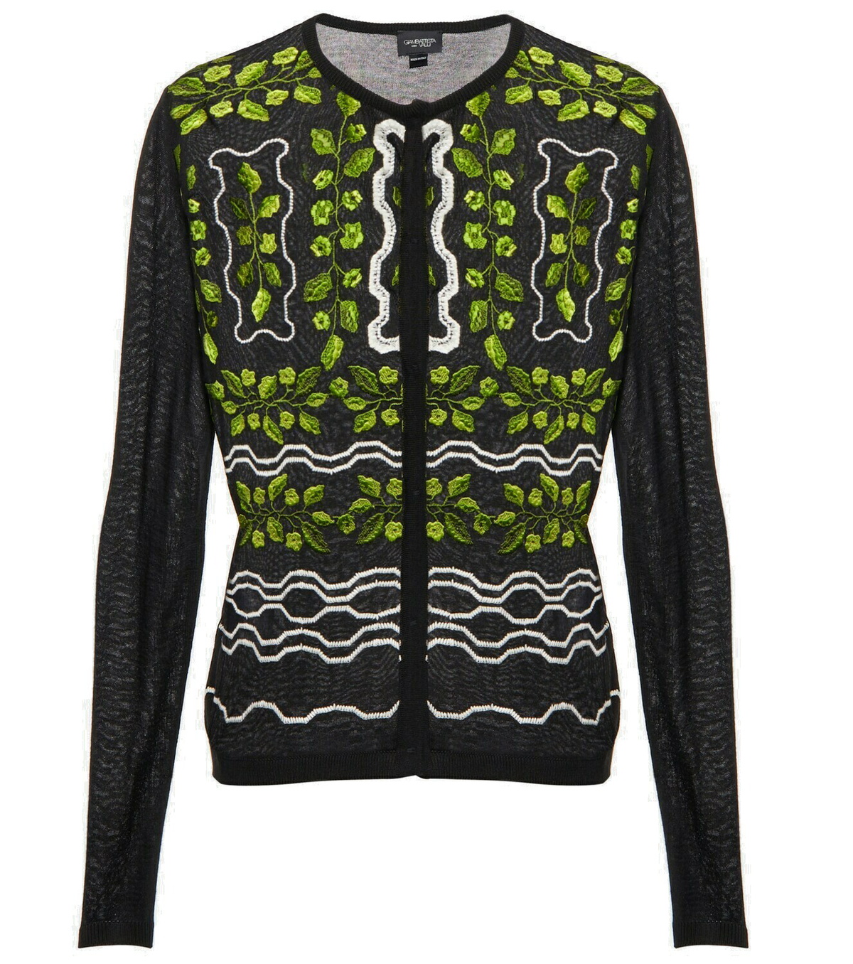 アウターその他 GIAMBATTISTA VALLI KNITTED CASHMERE CARDIGAN Giambattista Valli - Floral cashmere and silk cardigan